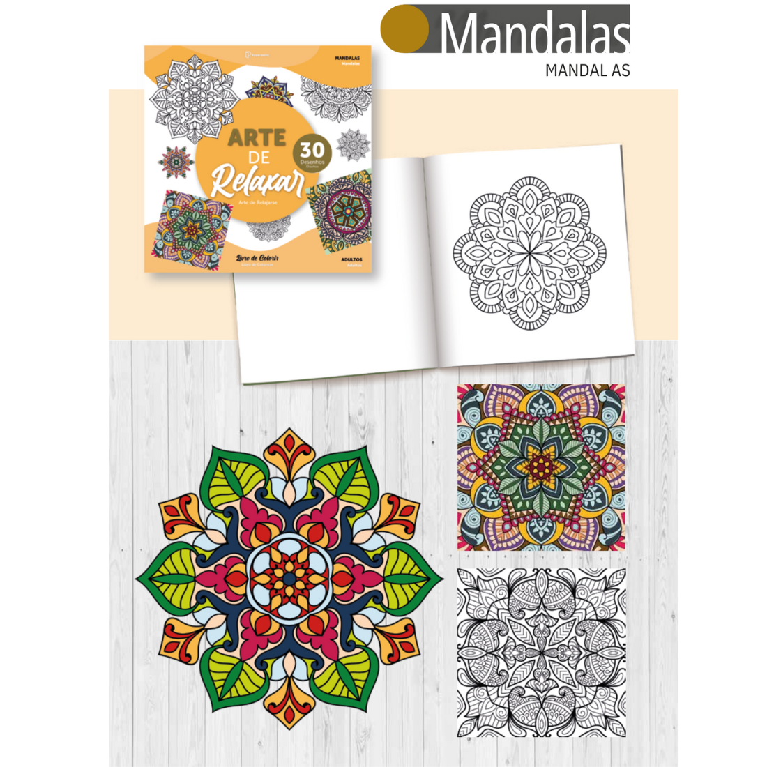 Livro Colorir Arte Relaxar Mandalas 30 Desenhos