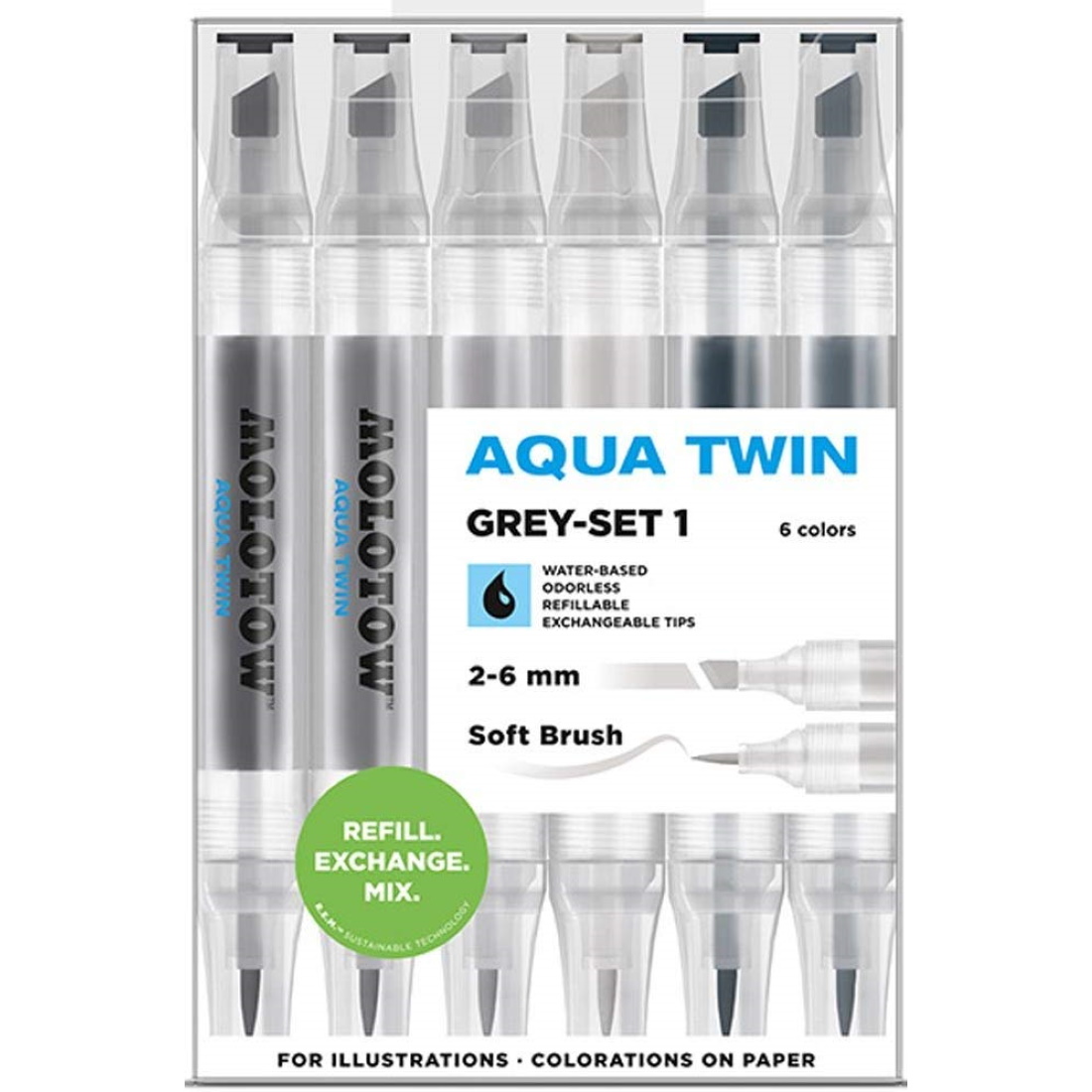 Pack Marcadores Aqua Twin Grey I Molotow