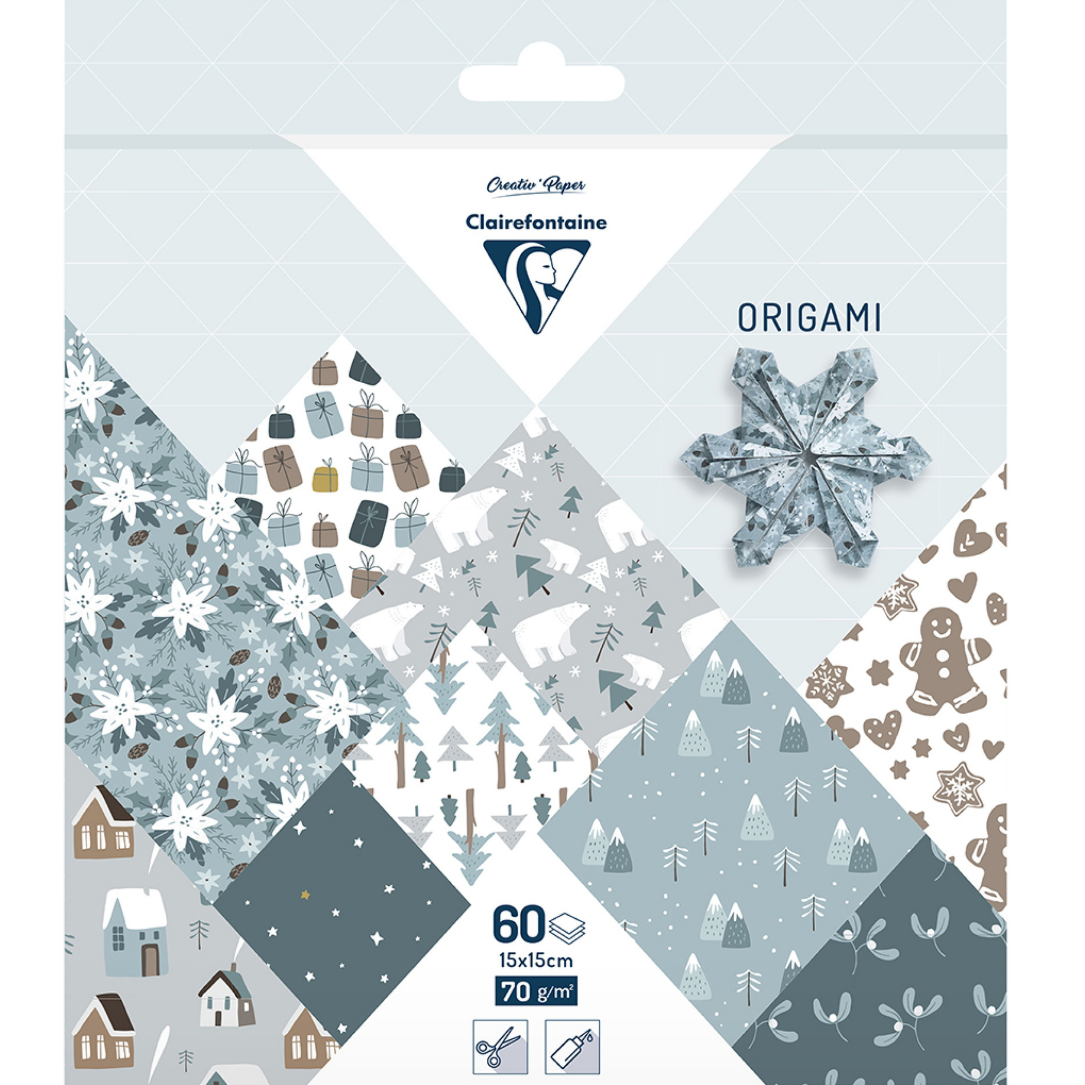 Papel Origami Polar Natal clairefontaine