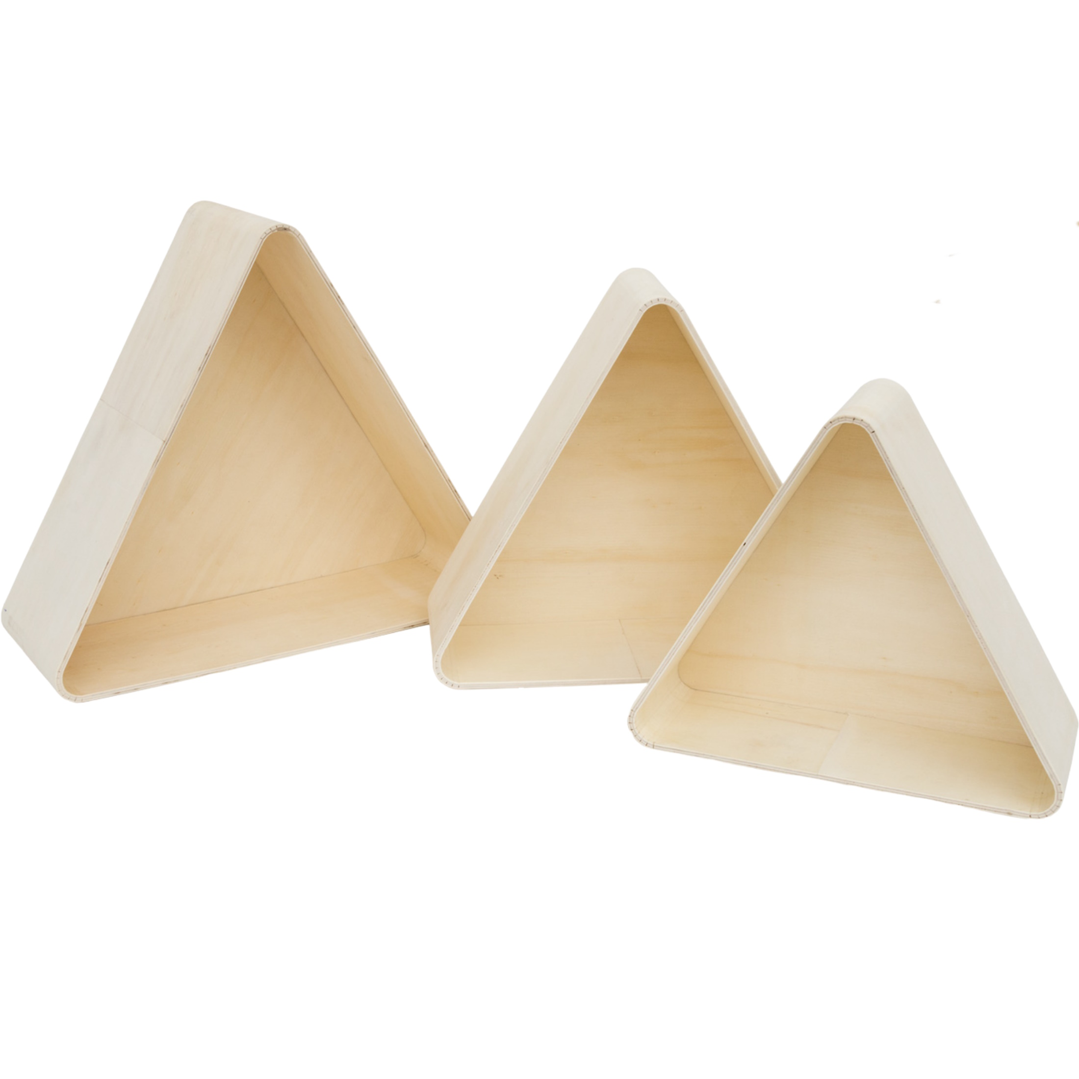 Set 3 Quadros Triângulos Madeira Provoca Deco