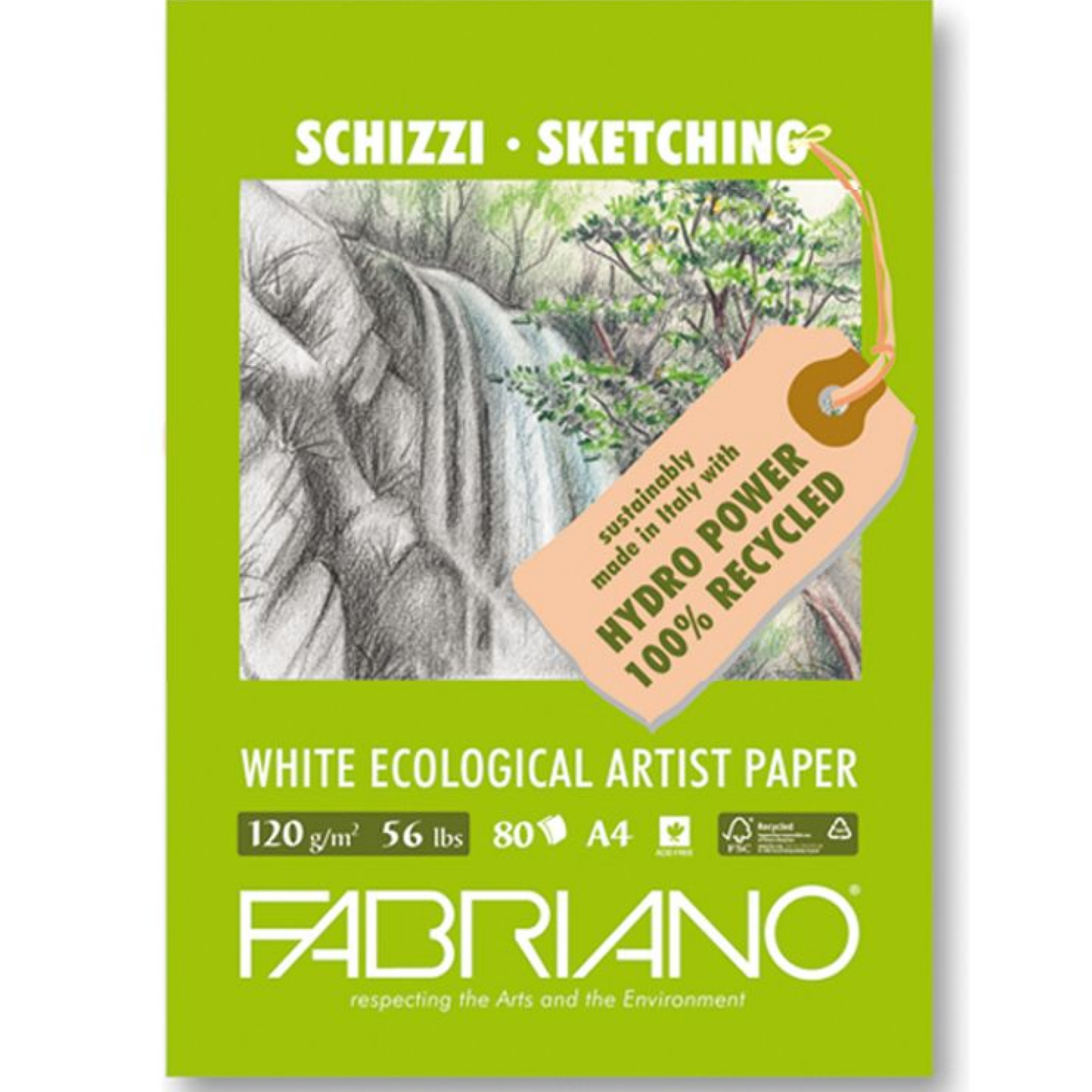 Bloco Papel Desenho Ecological Branco 120gm² fabriano