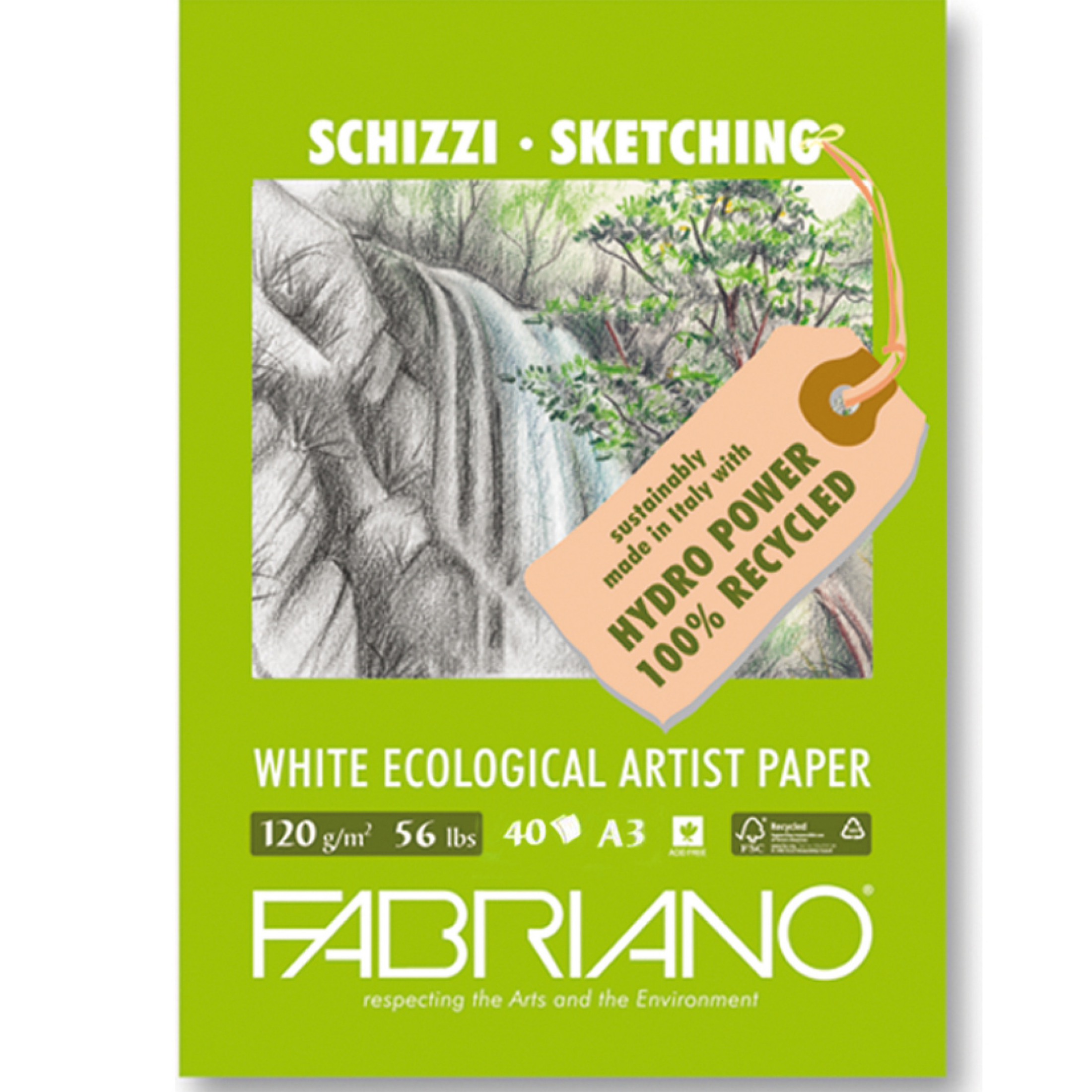 Bloco Papel Desenho Ecological Branco 120gm² fabriano