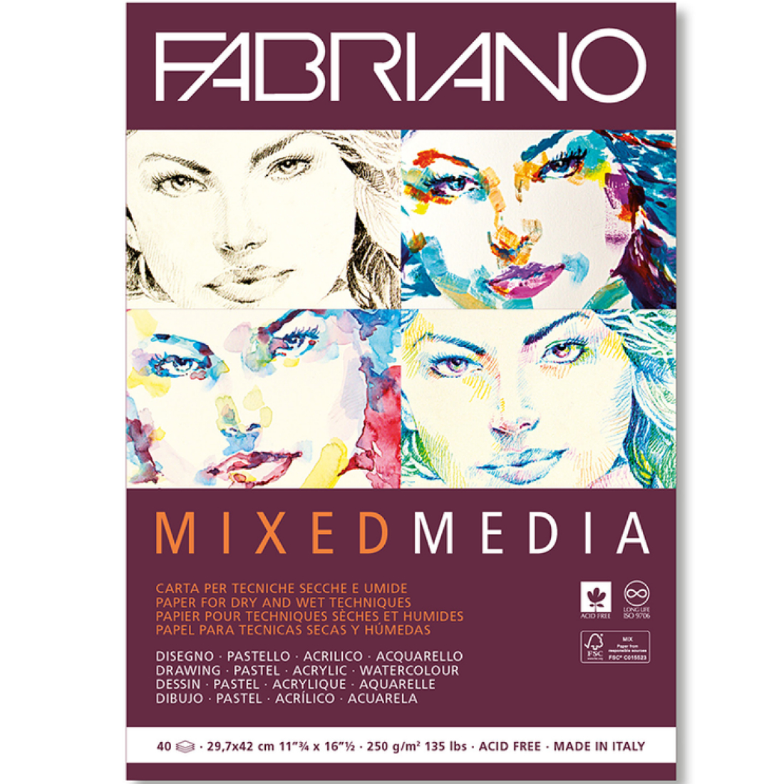 Bloco Papel Mixed Media da Fabriano