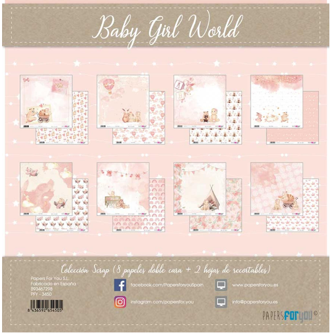Bloco Papel Scrapbooking Baby Girl World PFY-3450 papersforyou