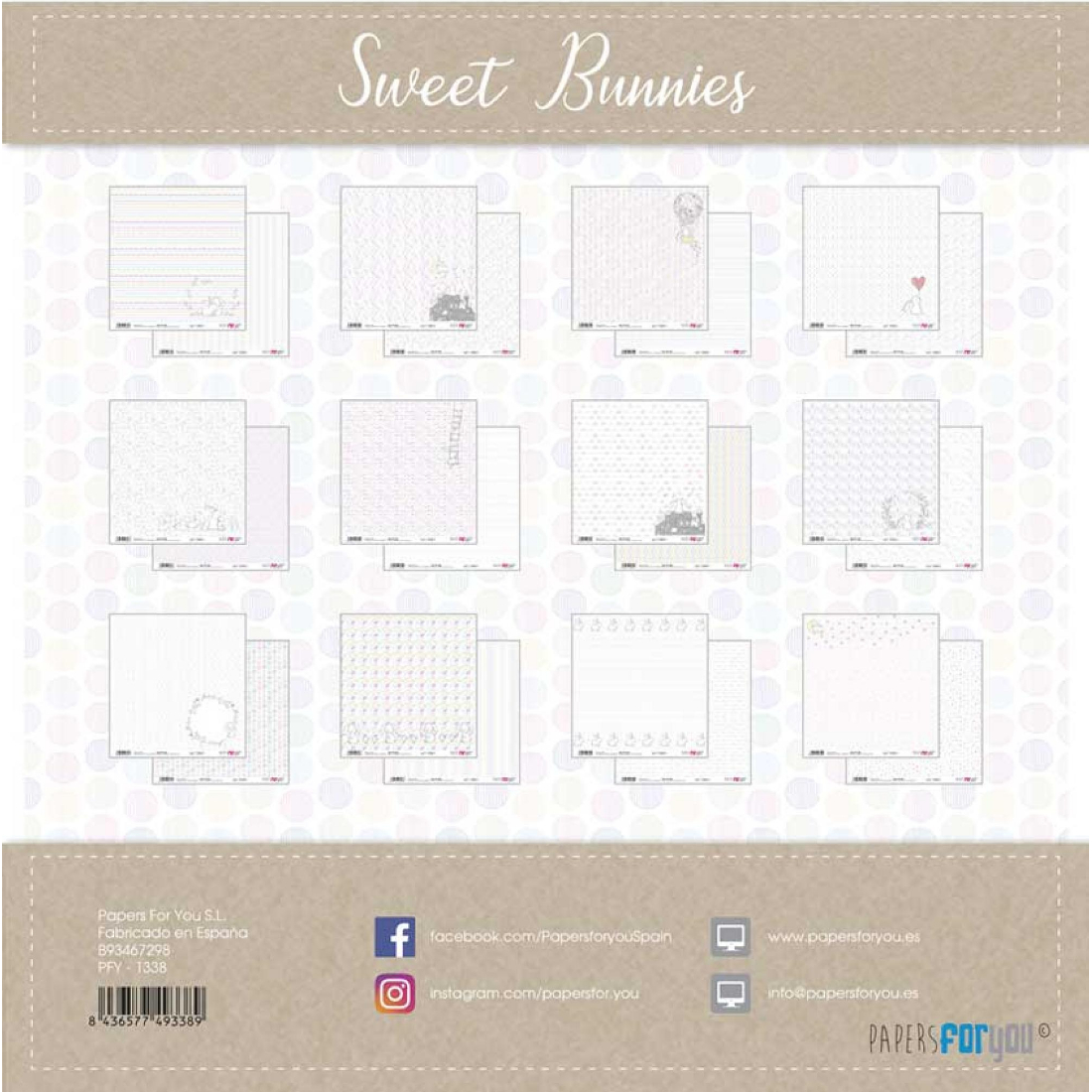 Bloco Papel Scrapbooking Sweet Bunnies PFY-1338 papersforyou