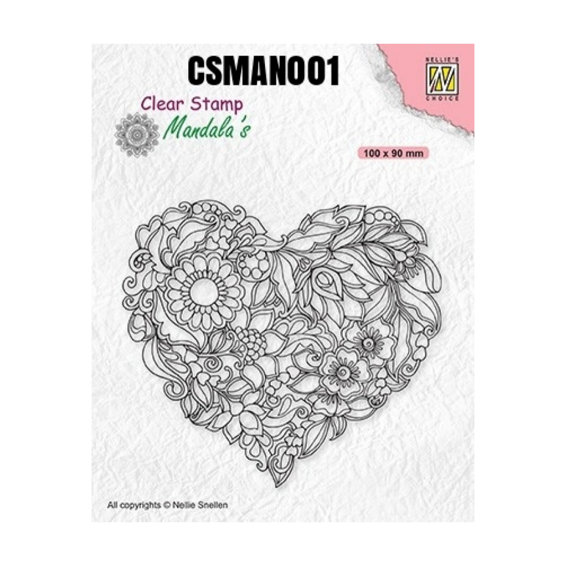 Carimbo Mandala Flower Heart CSMAN001 nellie`s choise