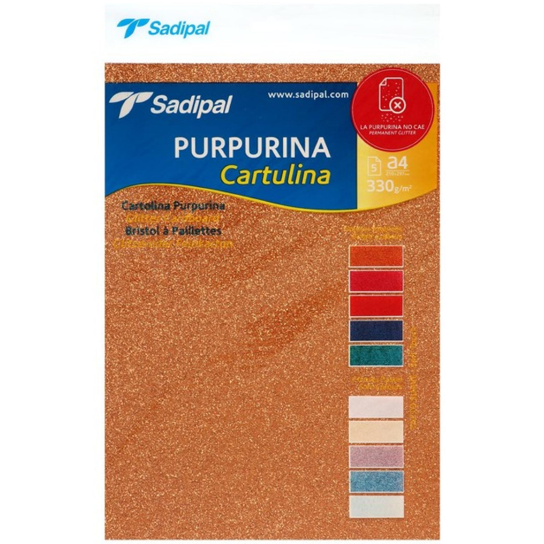 Pack Cartolina Purpurina Cores Fortes 5 Peças sadipal