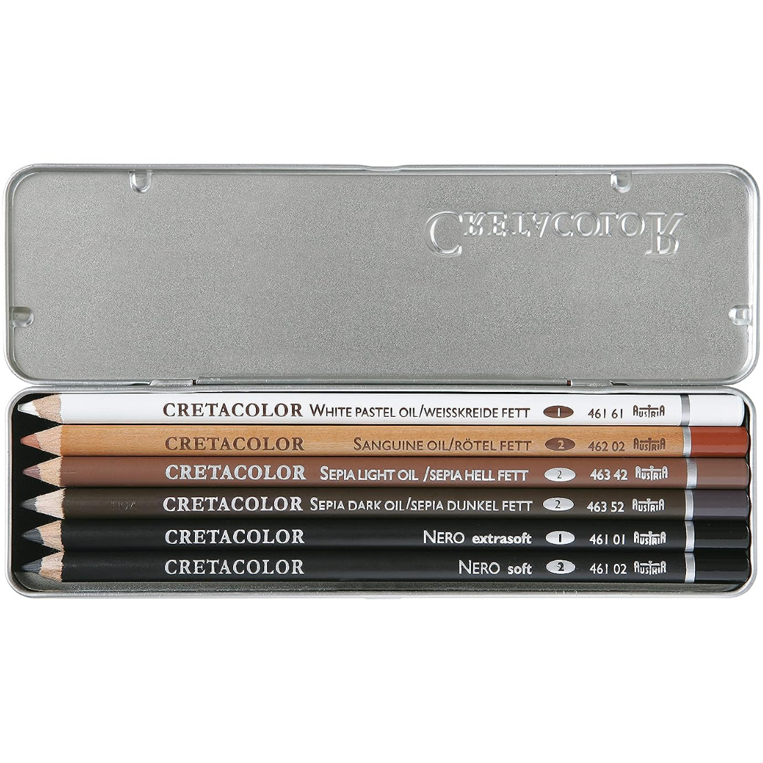 Conjunto desenho lápis óleo com 6 peças da Cretacolor.