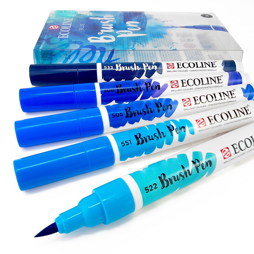 Marcadores Aguarela Brush Pen Ecoline Azul da Talens