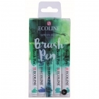 Marcadores Aguarela Brush Pen Ecoline Verde Azul