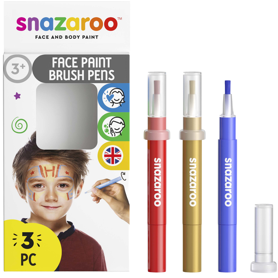 Conjunto Marcador Pincel Tinta Facial Aventura Snazaroo
