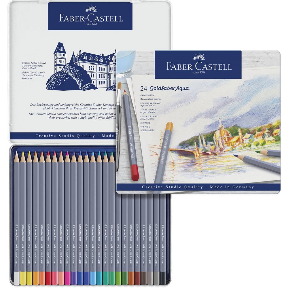 Lápis de cor Goldfaber Aqua Aguarelável caixa 24 unidades Faber Castell