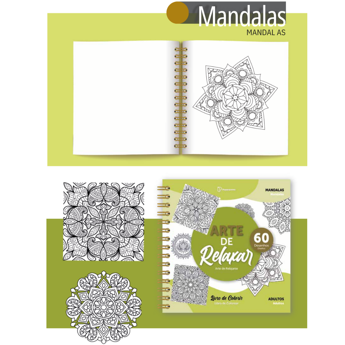 Livro Colorir Arte Relaxar Mandalas 60 Desenhos