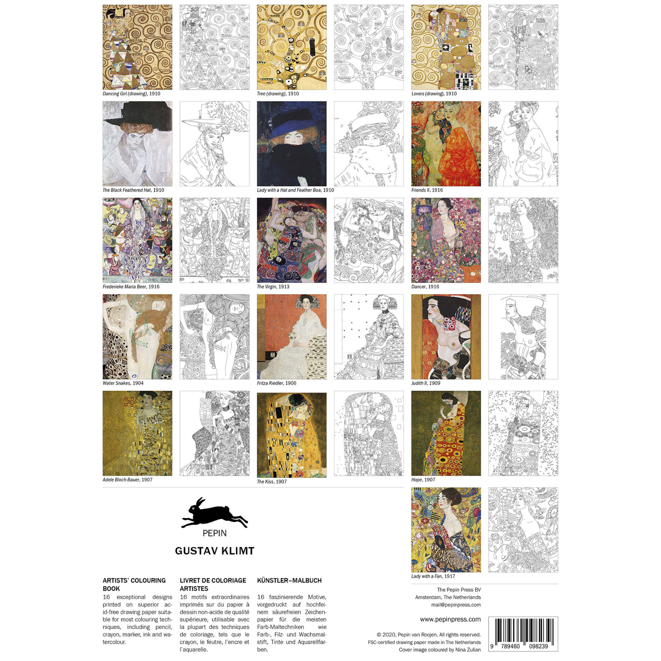 Livro de Colorir Gustav Klimt 16 Desenhos Pepin