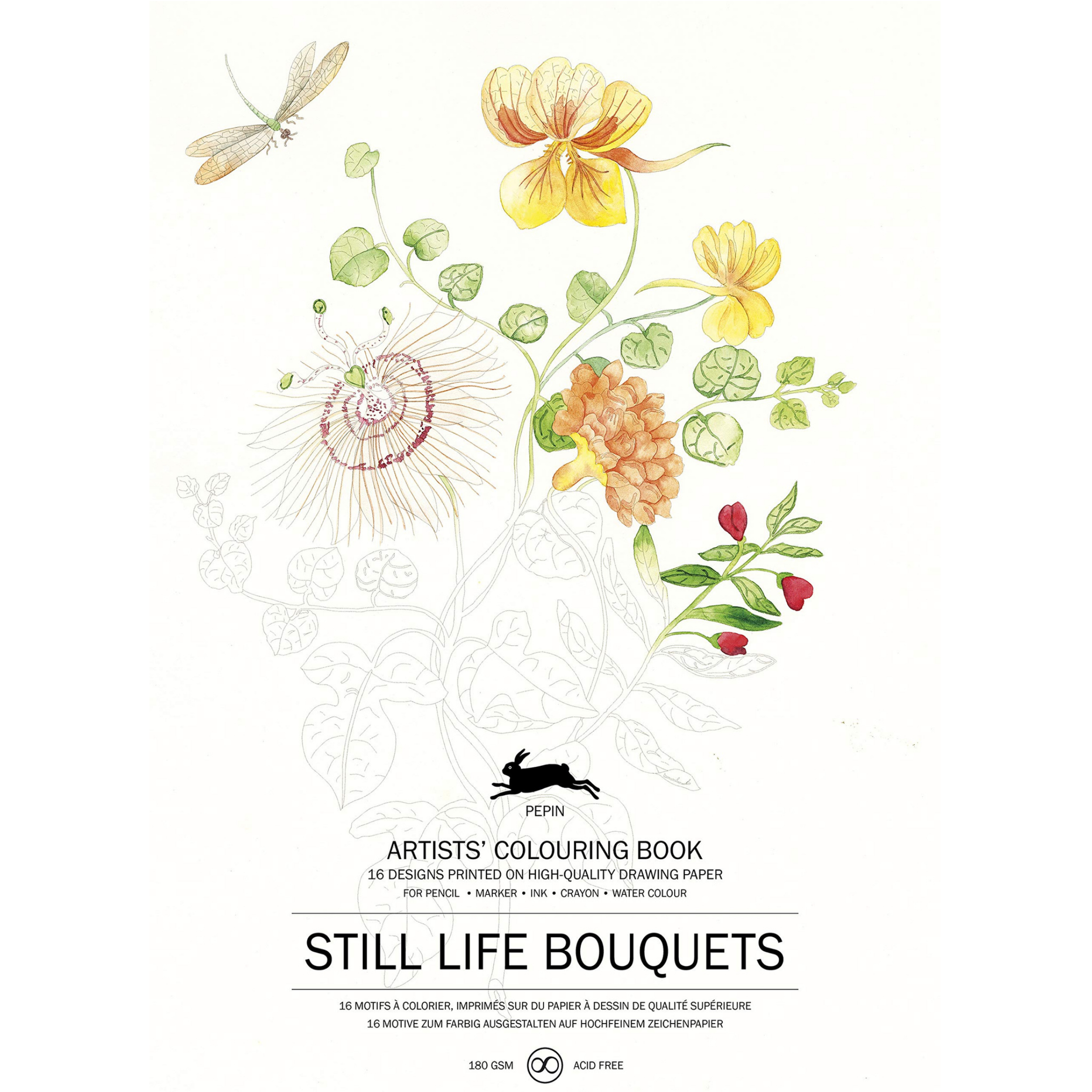 Livro de Colorir Still Life Bouquets 16 Desenhos Pepin
