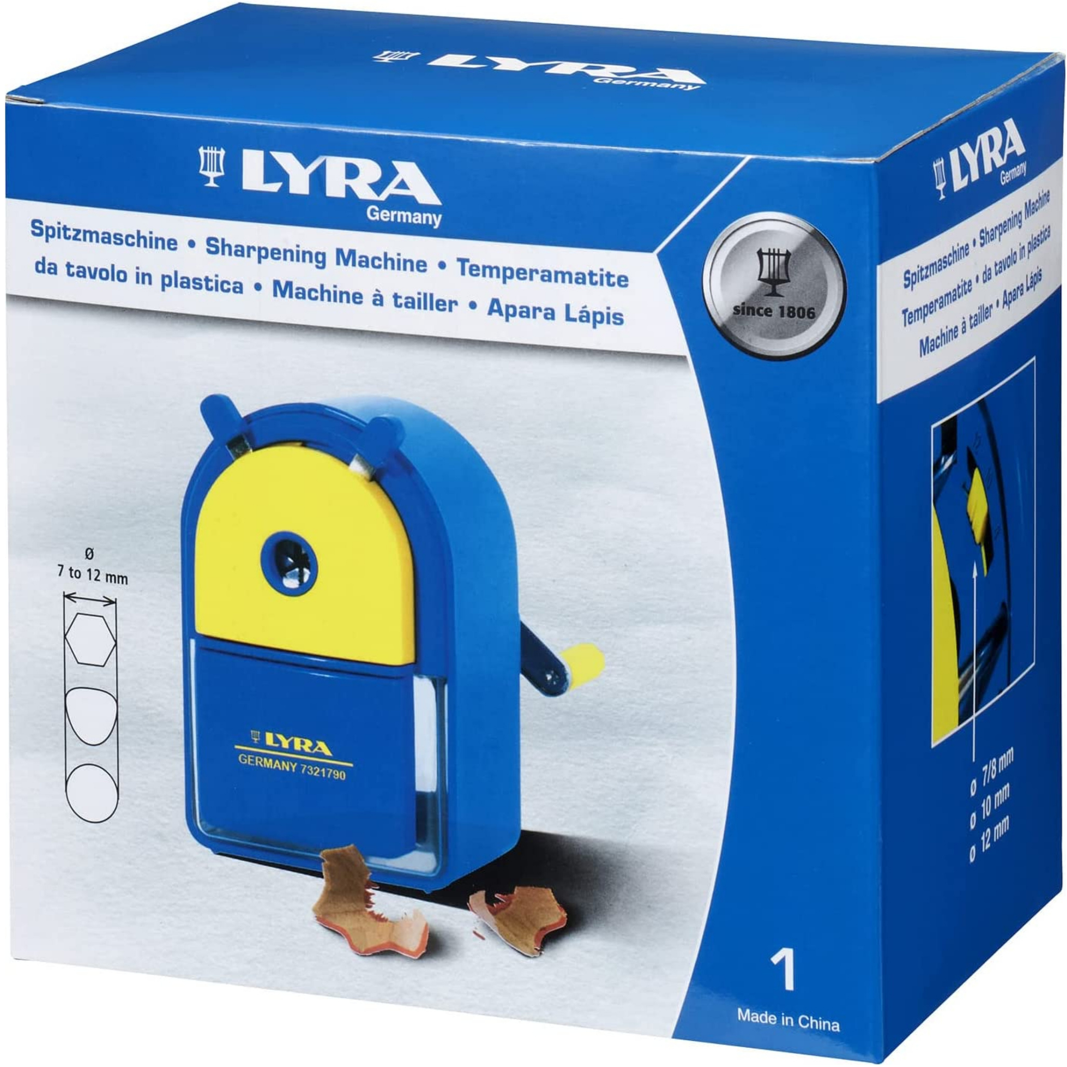 Maquina de afiar em plástico de cor azul referencia 8879 Lyra