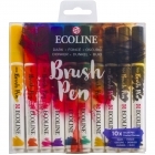 Marcadores Aguarela Brush Pen Ecoline Tons Escuros