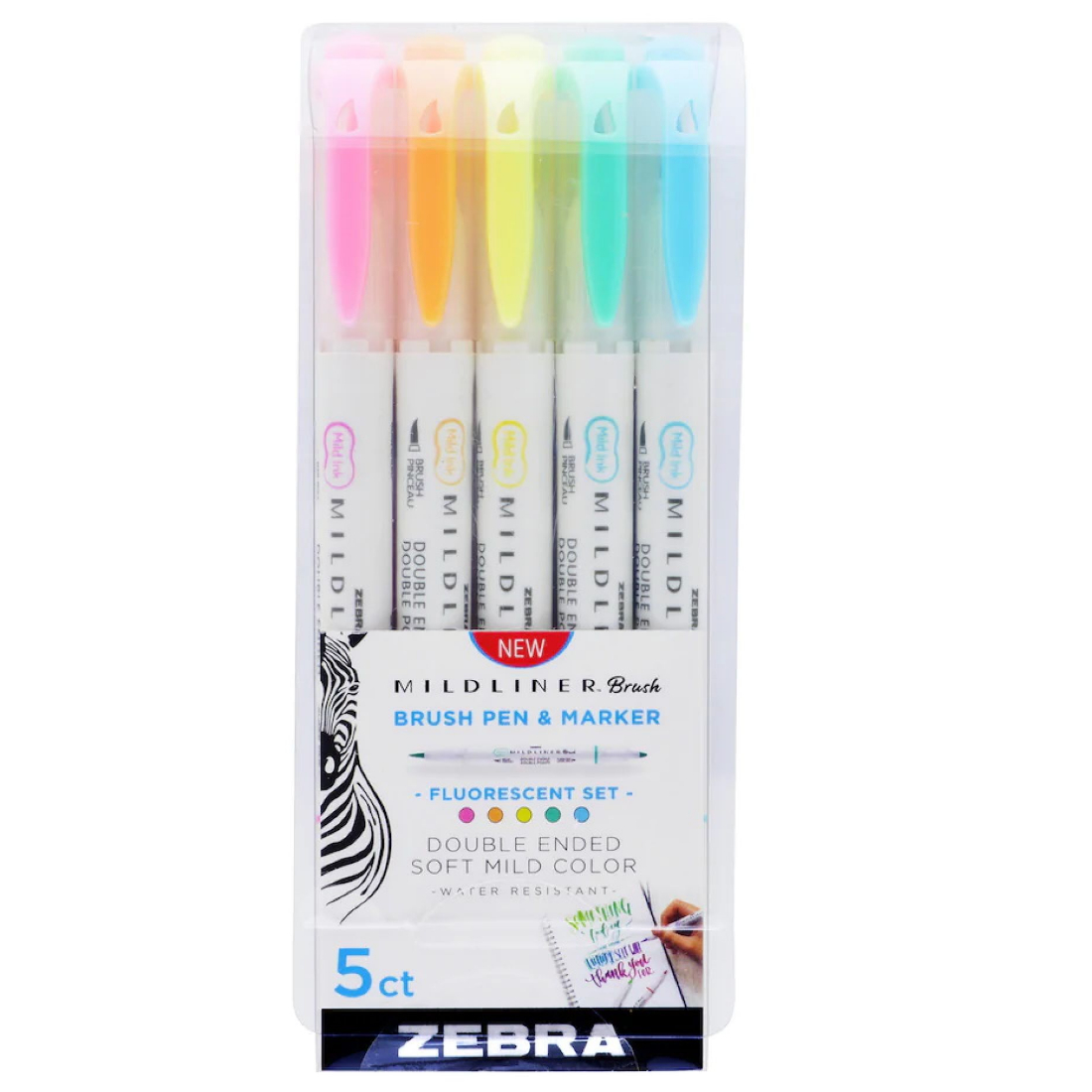 Marcadores Mildliner Brush Duplo Fluorescente zebra