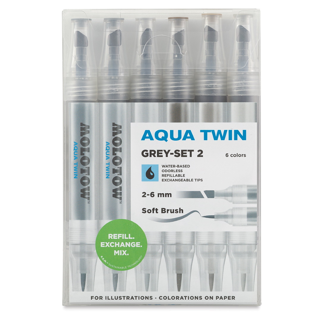 Pack Marcadores Aqua Twin Grey II Molotow