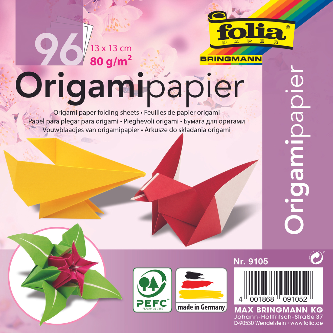 Papel Origami de Dobragem da Folia.