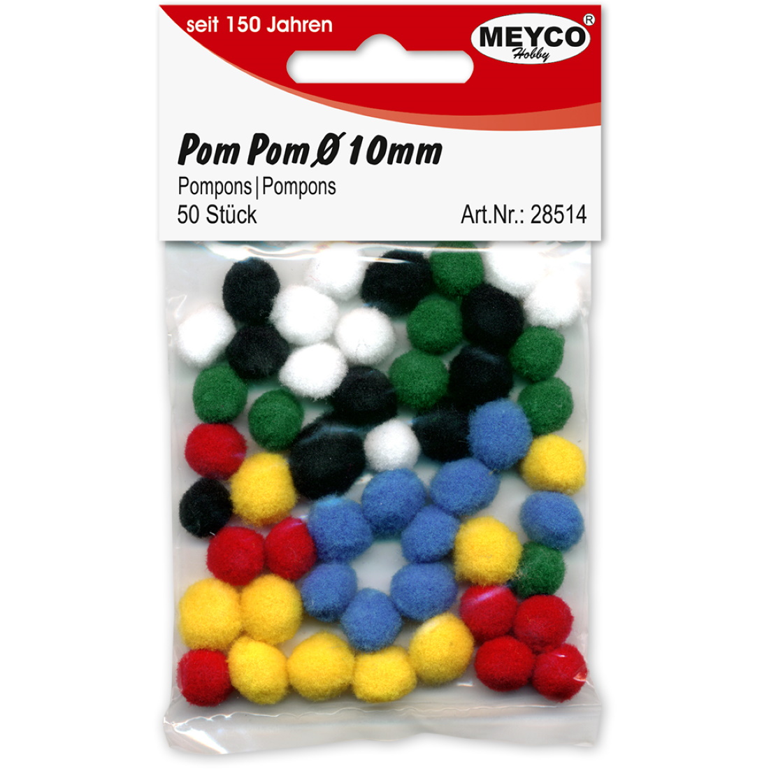 Pompons Cores Sortidas 10mm MEYCO