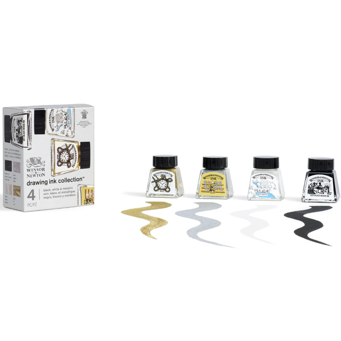 Set Tinta Drawing Ink Collection 4 Cores winsor & newton