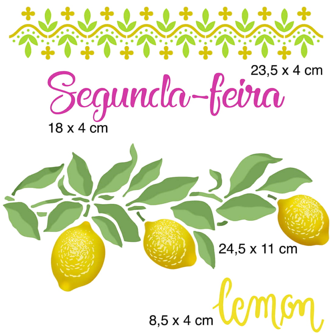 Stencil Segunda-feira limão STR-154 20X25cm litoarte