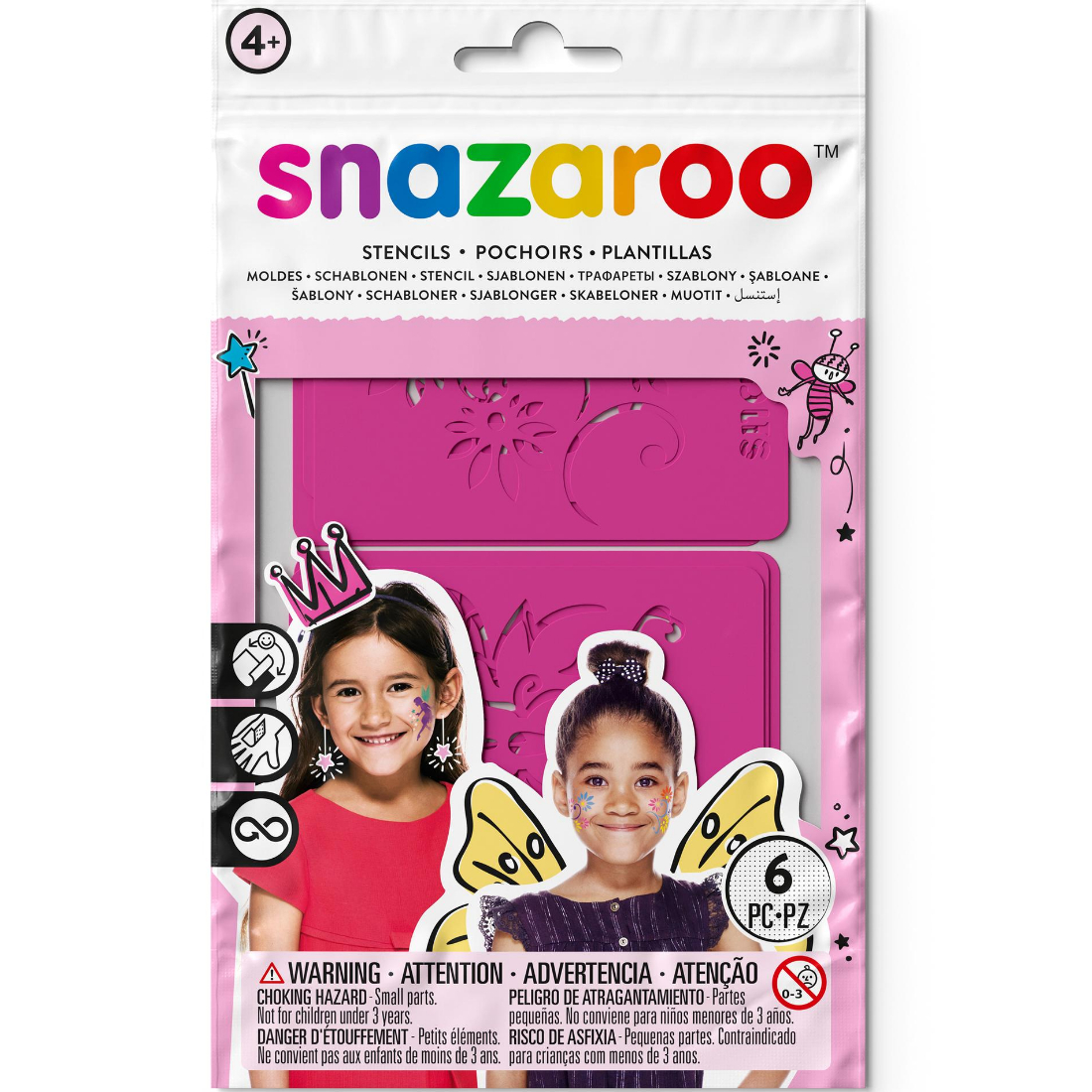 Stencils maquilhagem Fantasia menina com 6 unidades snazaroo.