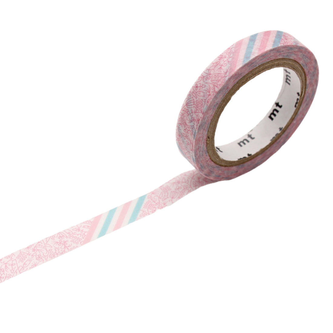Washi Tape EX Pink Flower Stripe MTEX1P176Z MT 03